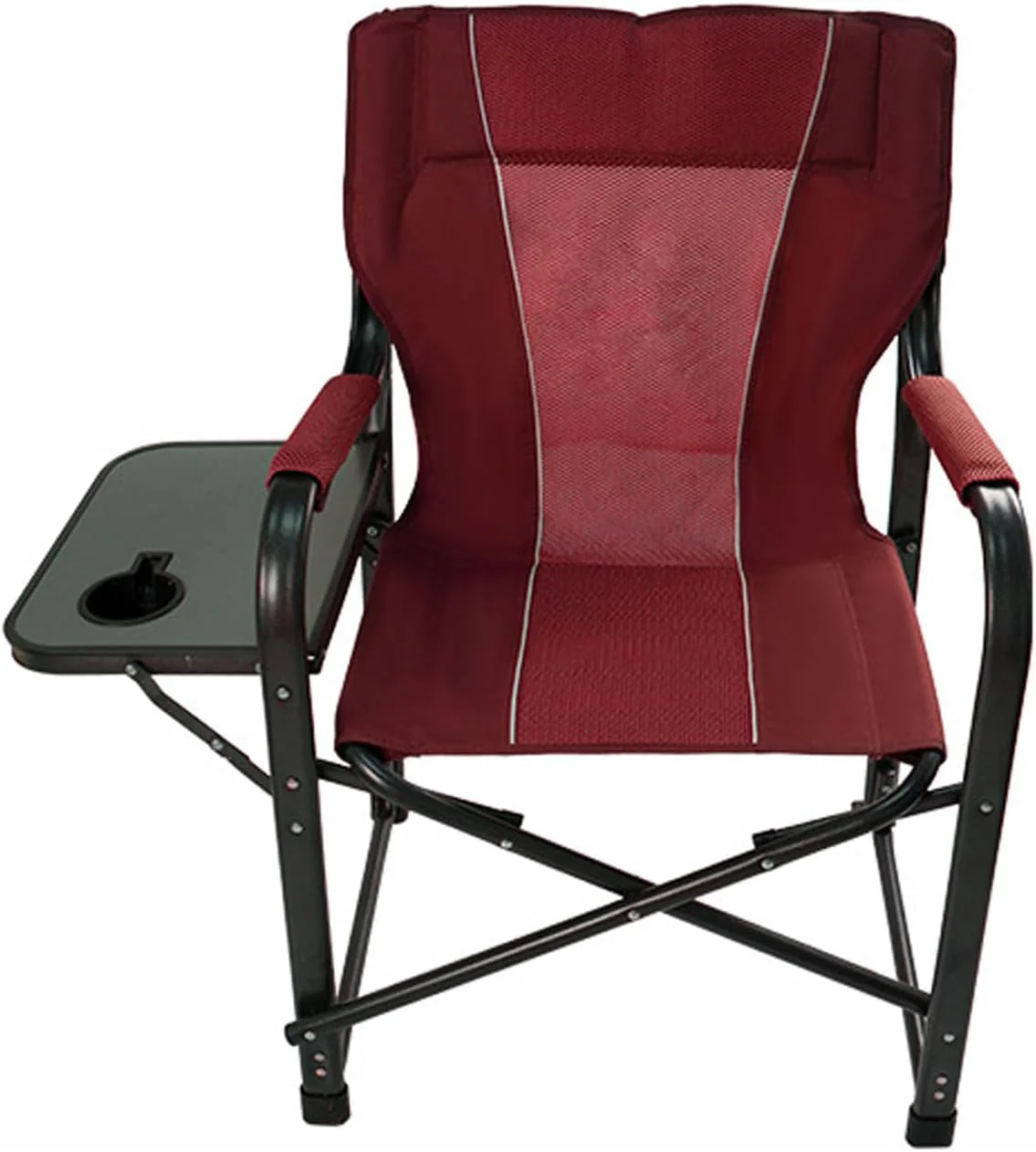 Camping Chair with Side Table Heavy Duty Armrest Folding Recliner for Outdoor Lawn Fishing Picnic Hiking-Red(Red)