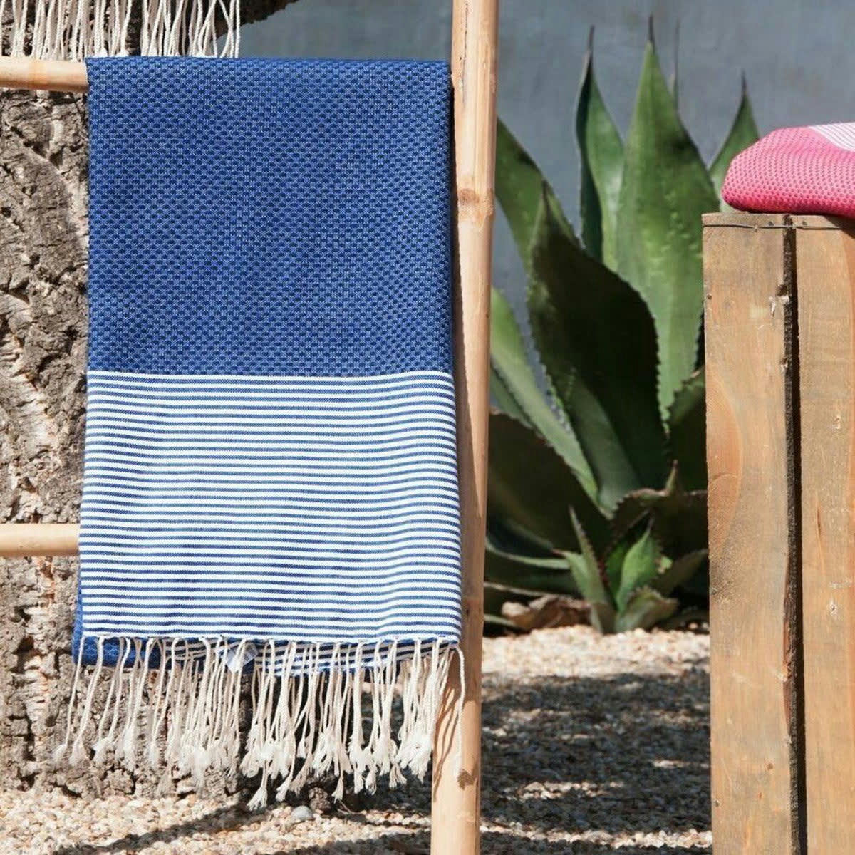 IBIZA - Fouta coton  100x200 bleu grec