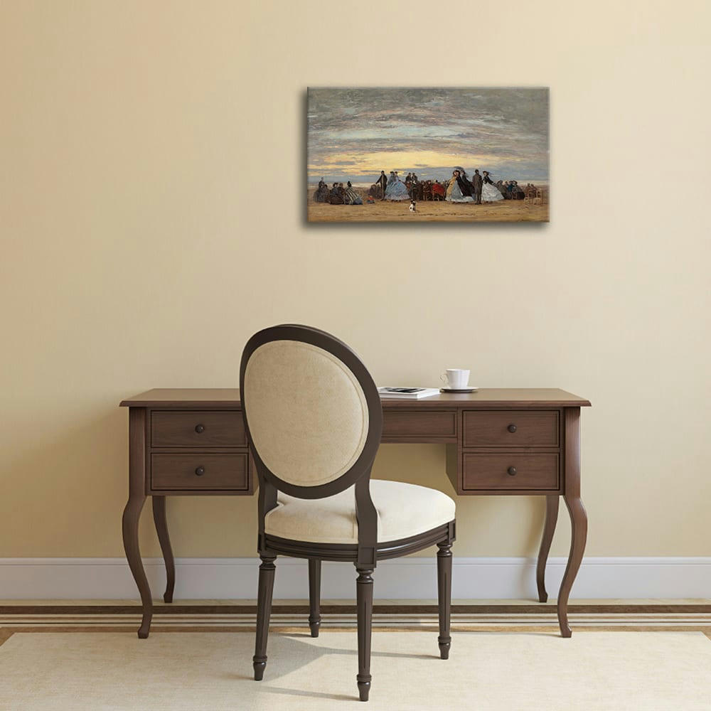 - Tableau la plage à Villerville Eugène Boudin 60x100cm