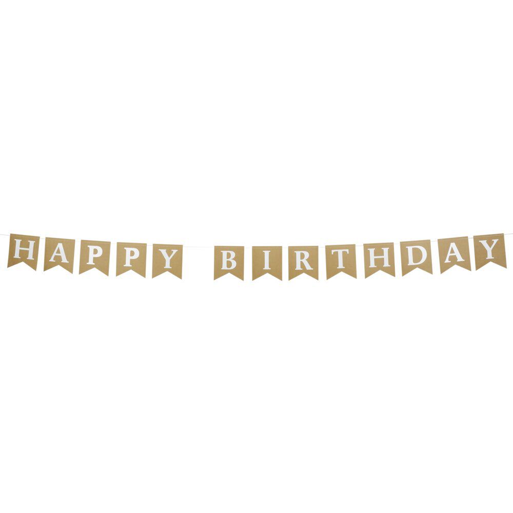 Guirlande anniversaire Happy Birthday papier kraft thème nature 2,5m