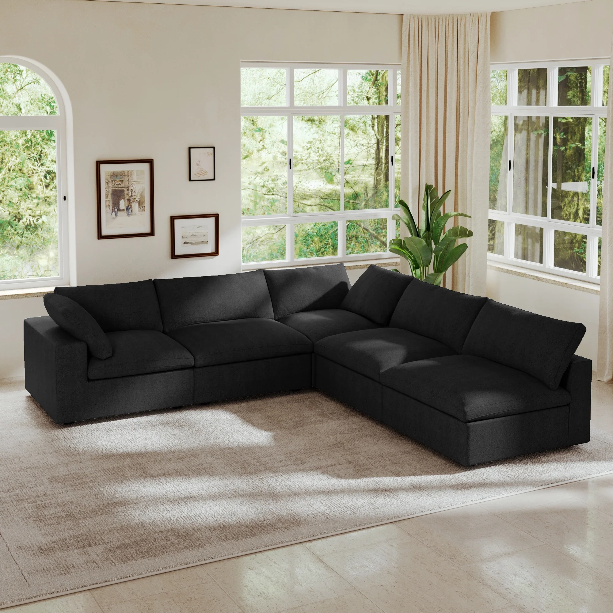 120.45'' Oversize Down Filled Corner 5-seats Sectional Sofa Couch
