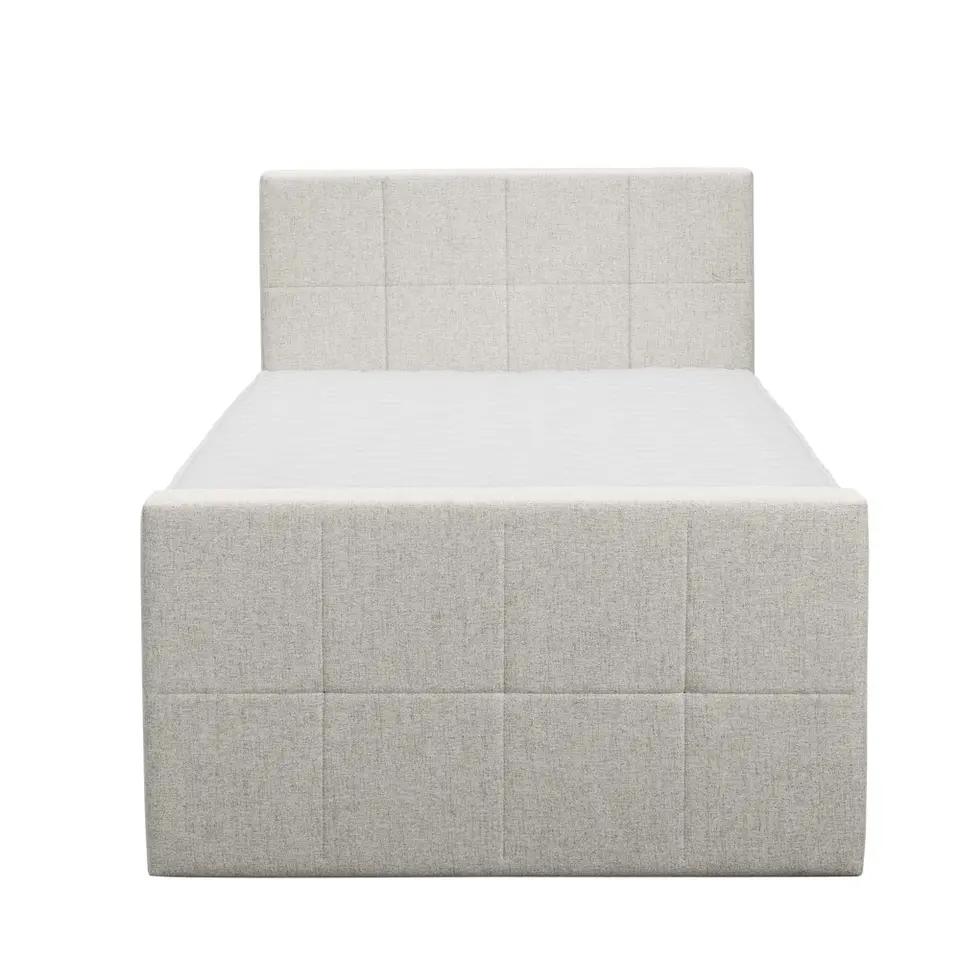 Boxspring met voetbord Liv geblokt - ecru - 120x200 cm - ronde poot