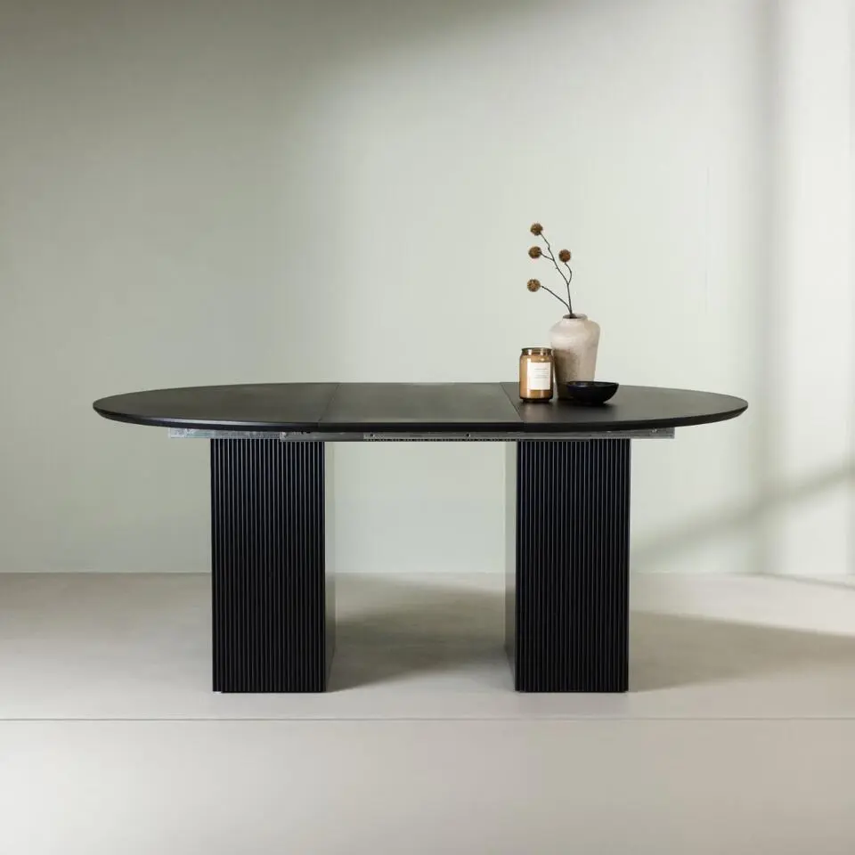 Eettafel Zwart Uitschuifbaar - 180x180x75cm - Matilda