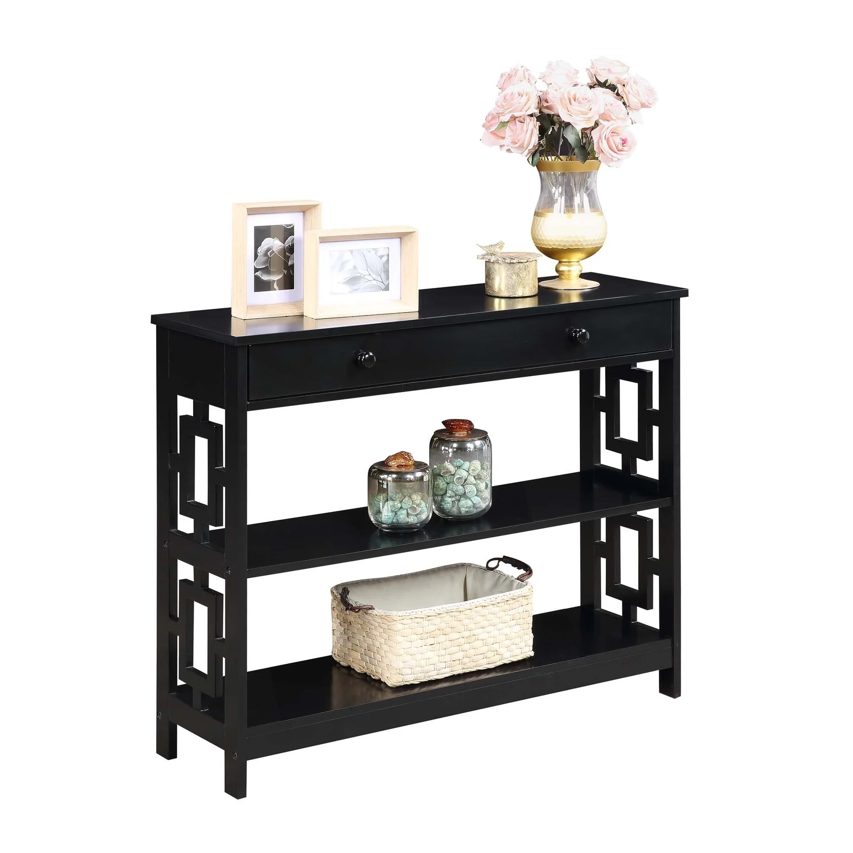 Convenience Concepts Town Square 1 Drawer Console Table with Shelves
