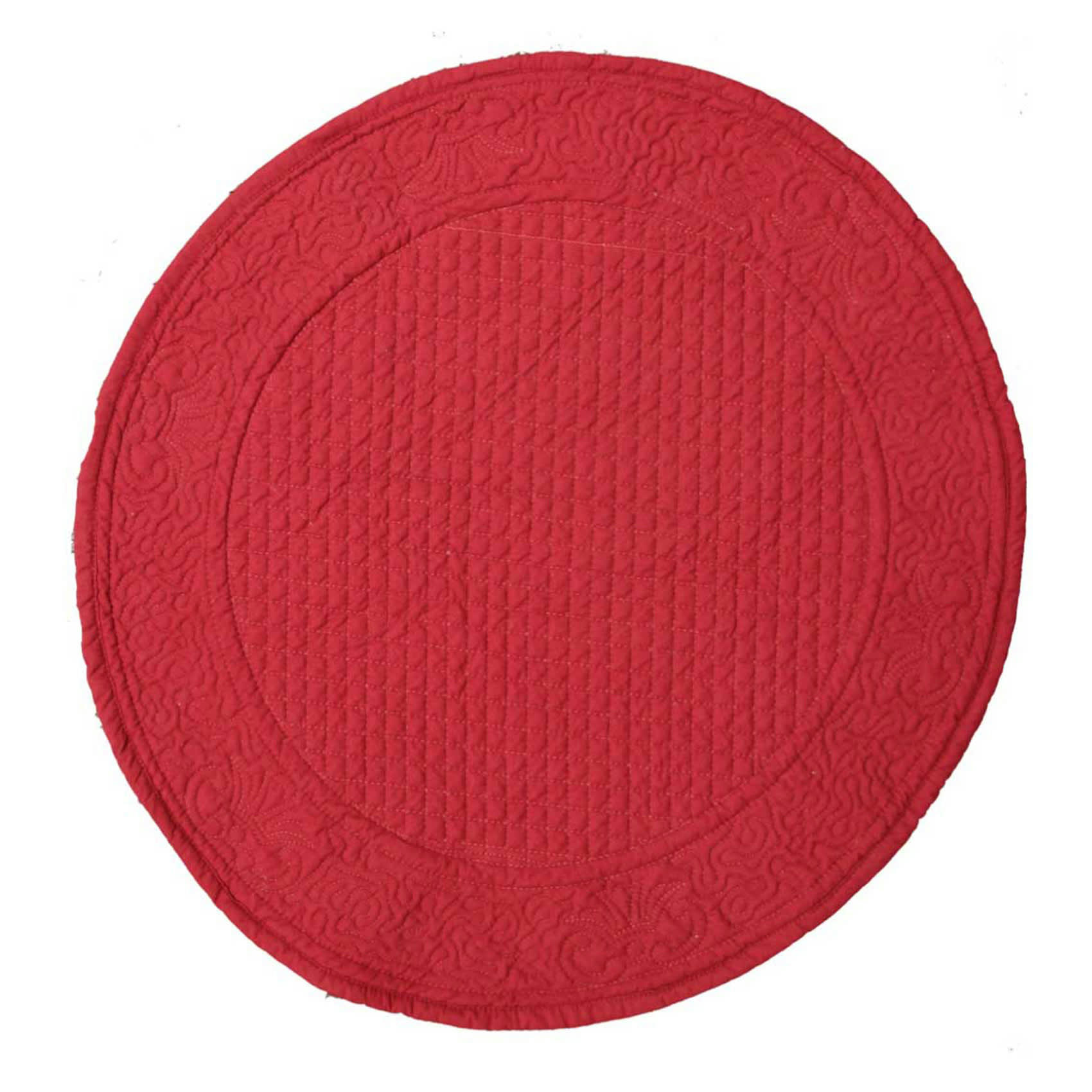 MIRABELLE - Set de table rond et matelassé coton rouge 40 cm