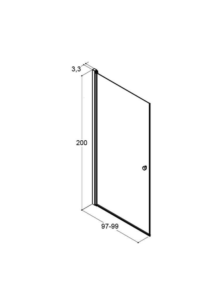 DUSJDØR SCANBAD FLEXI A100 KALRT GLASS 100CM SVART