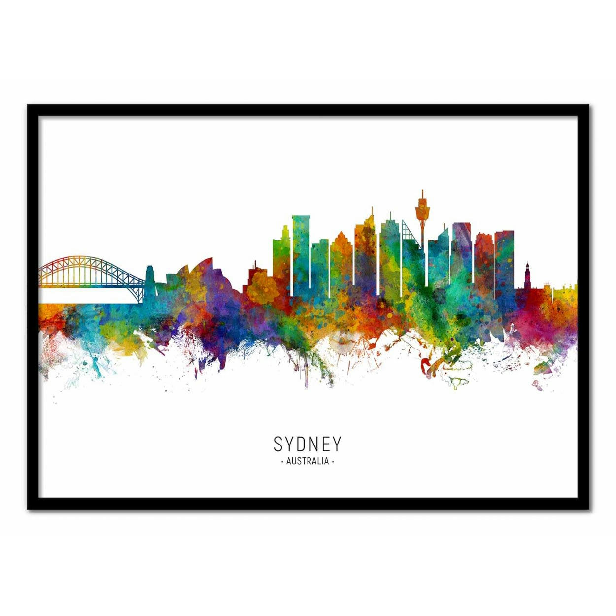 MICHAEL TOMPSETT - SYDNEY AUSTRALIA SKYLINE (COLORED VERSION) -  Affiche d'art 50 x 70 cm