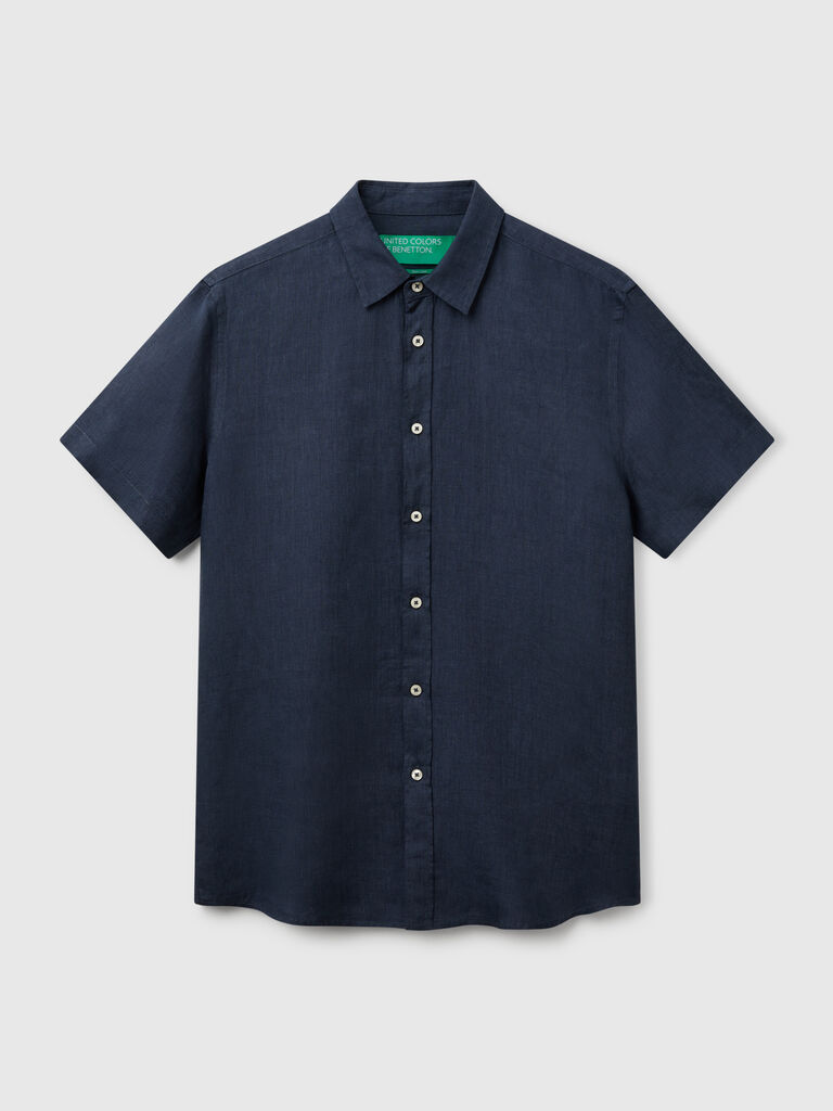 Short sleeve shirt in pure linen