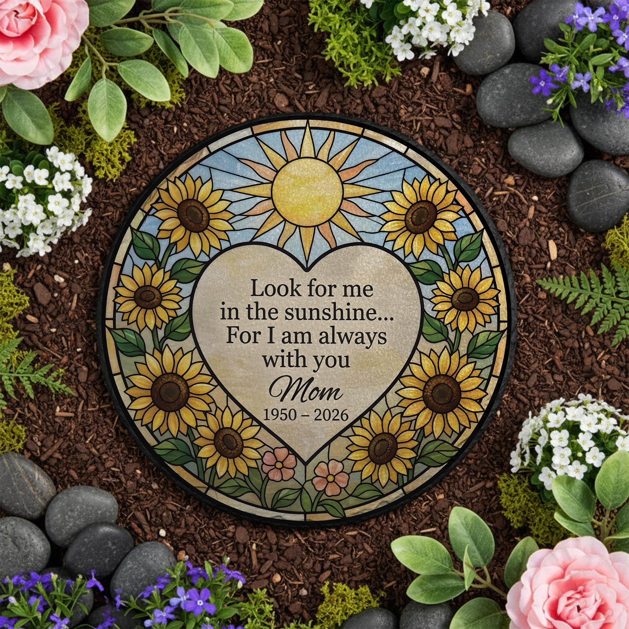 Memorial Garden Stone Sunflower Sympathy Gift Personalized Grave Marker Bereavement Outdoor Memorial Decor for Mom