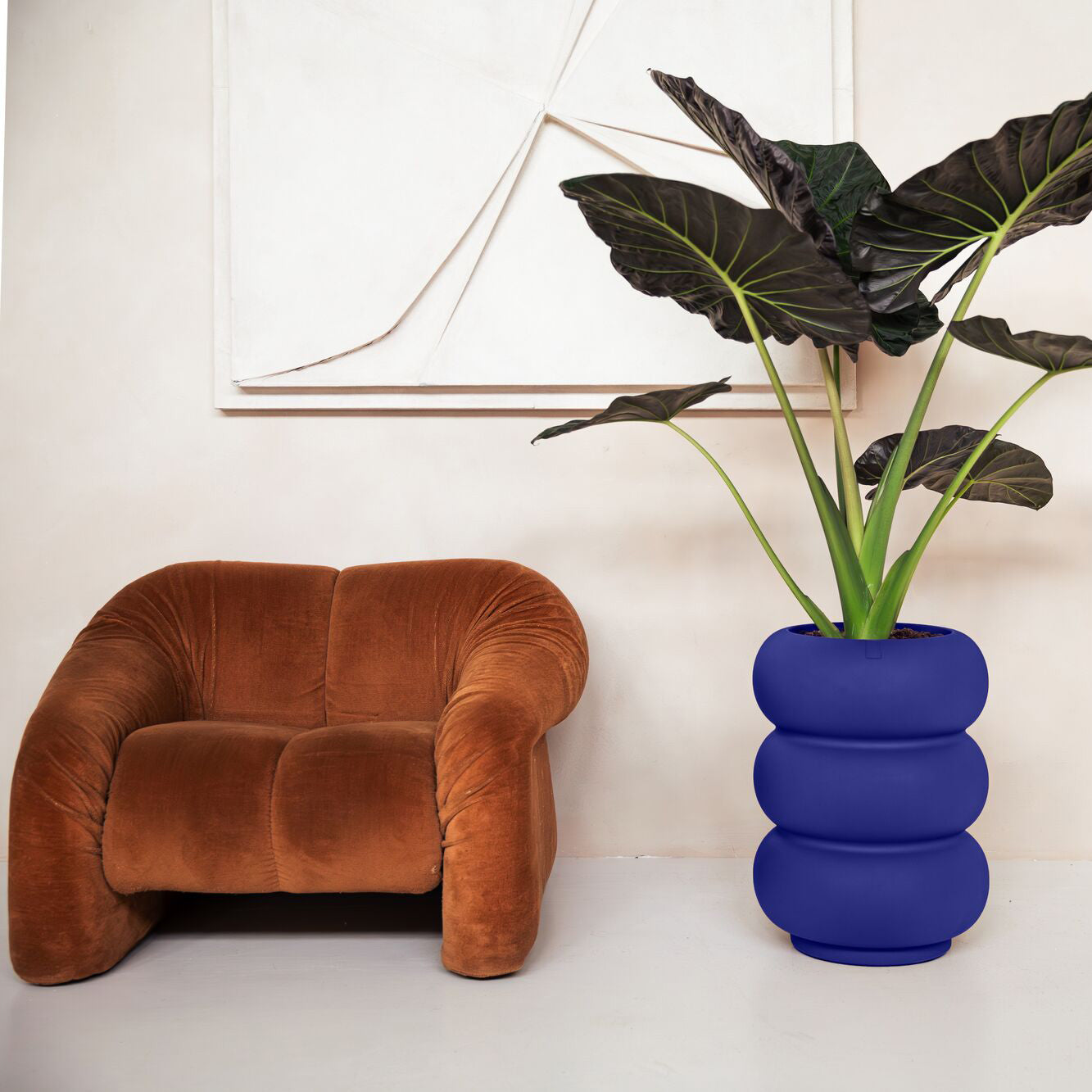 Elho Amber Roll High 43 - Royal blue - Ø 43 x H 58 cm - Binnen en Buit