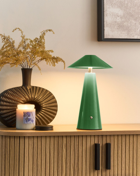 Nowoczesna lampa stołowa LED metalowa zielona