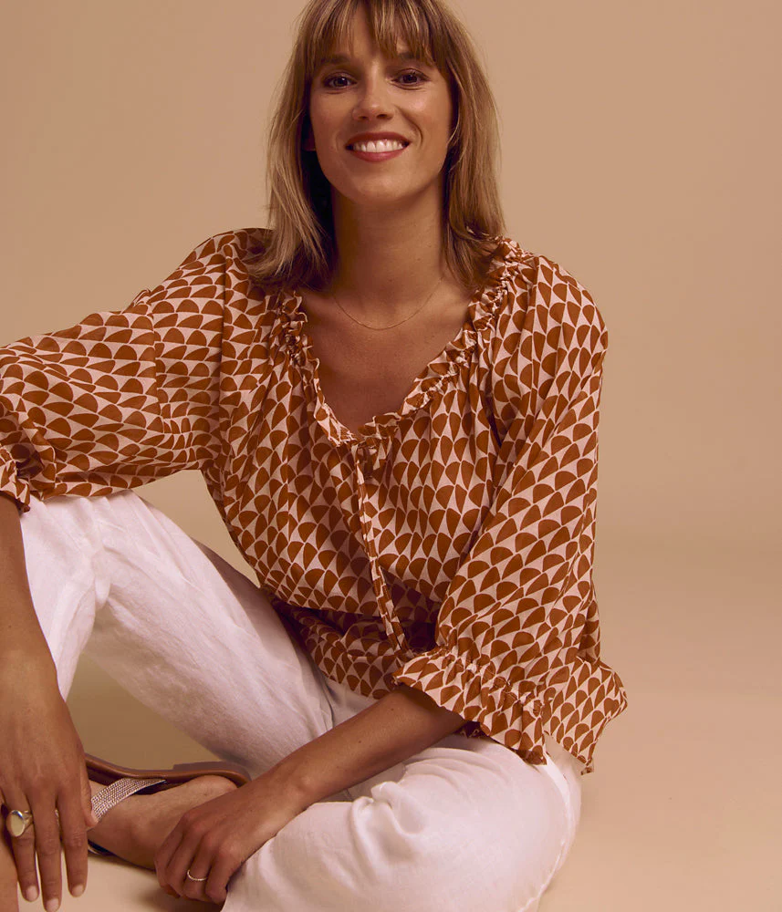 Blouse imprimée en voile de coton CORALIE/85086/580