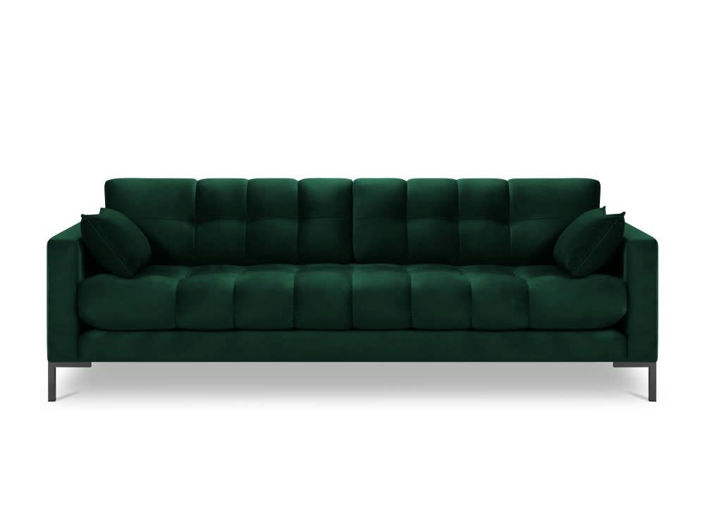 MAMAIA - Canapé 4 places en tissu velours vert bouteille