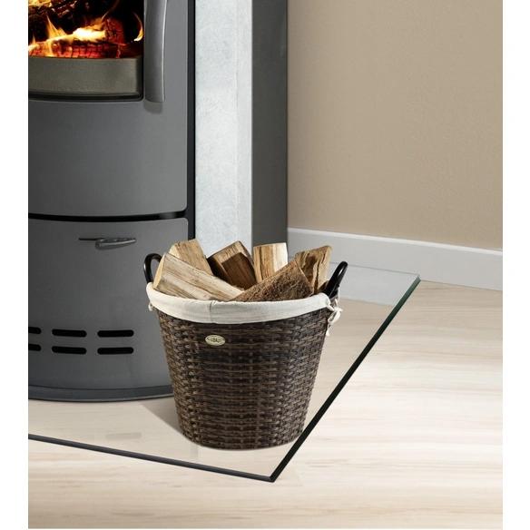 Feuerholzkorb, Braun | Beige, Rund, Durchmesser: 48 cm