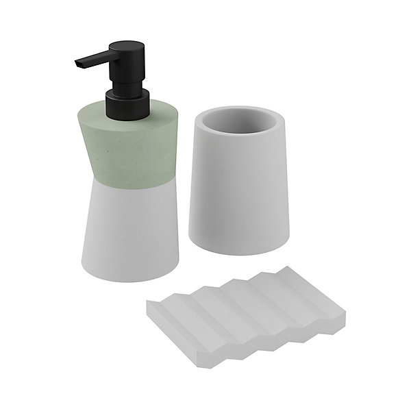 Gobelet salle de bain béton et polyrésine gris nuage Ø8,8 x H.10 cm, GoodHome Elland