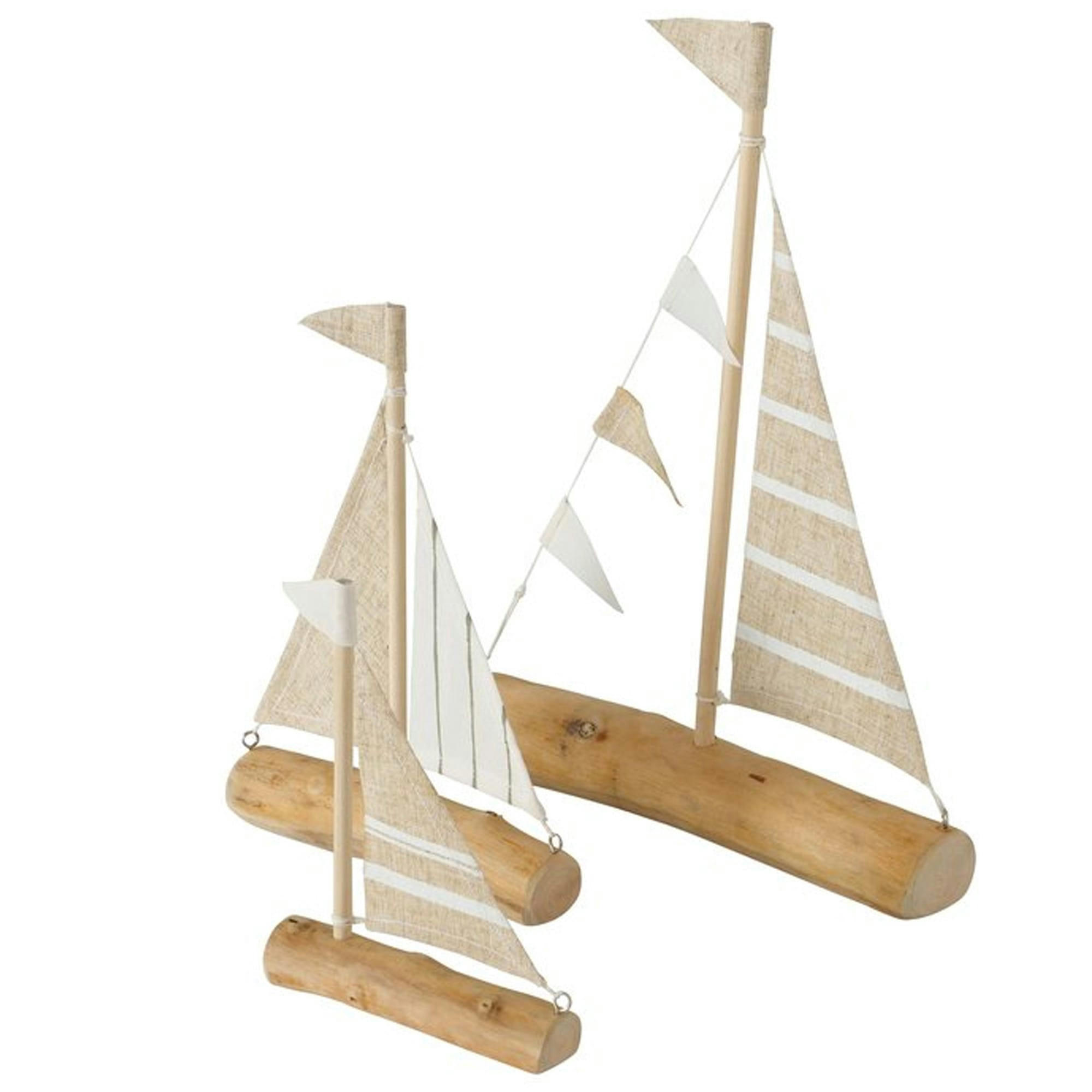 - Set de 3 bateaux décoratifs en bois à poser