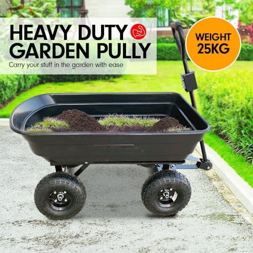 NNEDPE Garden Dump Cart Dumper Wagon Carrier Wheel Barrow125L