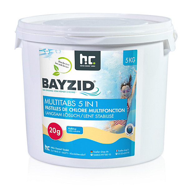 1 x 5 Kg Pastilles De Chlore Multifonction 5 En 1 Bayzid De 20g En Seau