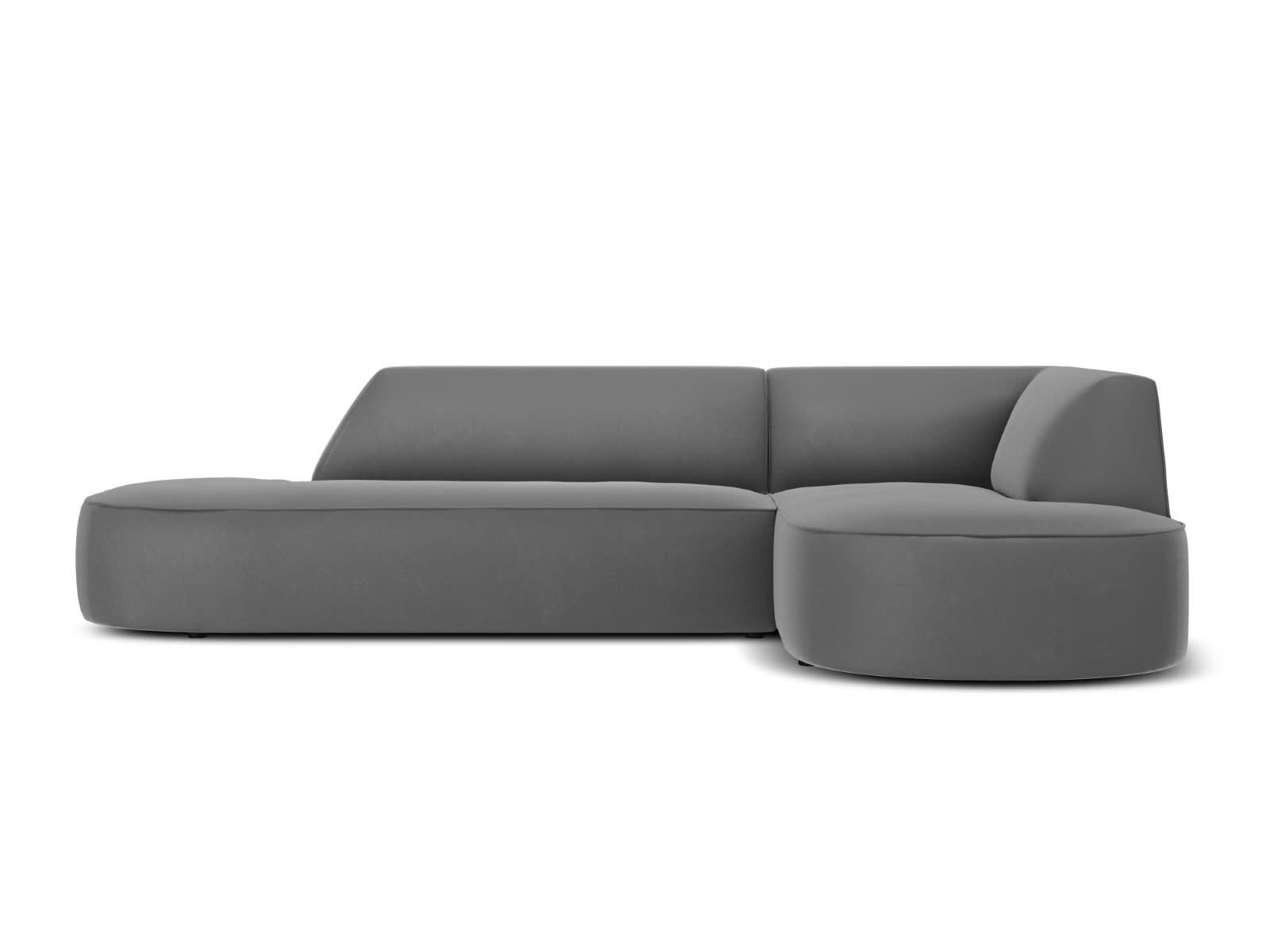 CHARLES - Canapé D'Angle Droit 4 places en Velours Gris Foncé