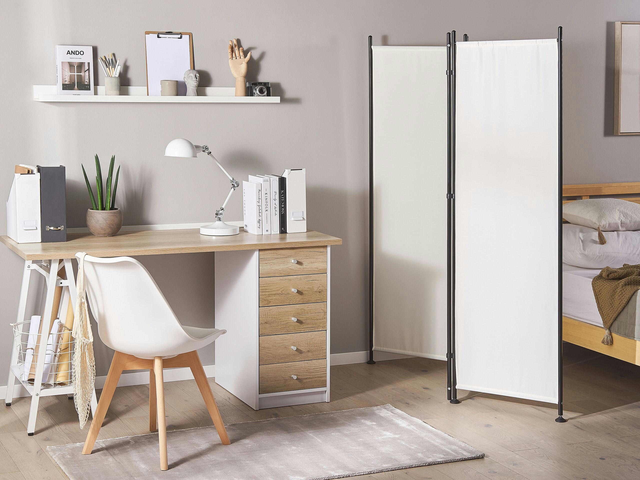 NARNI - Paravent 3 volets 160 x 170 cm blanc