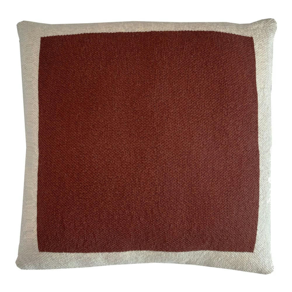 TRICOTÉ - Coussin poster en tricot uni marron rouille 50x50