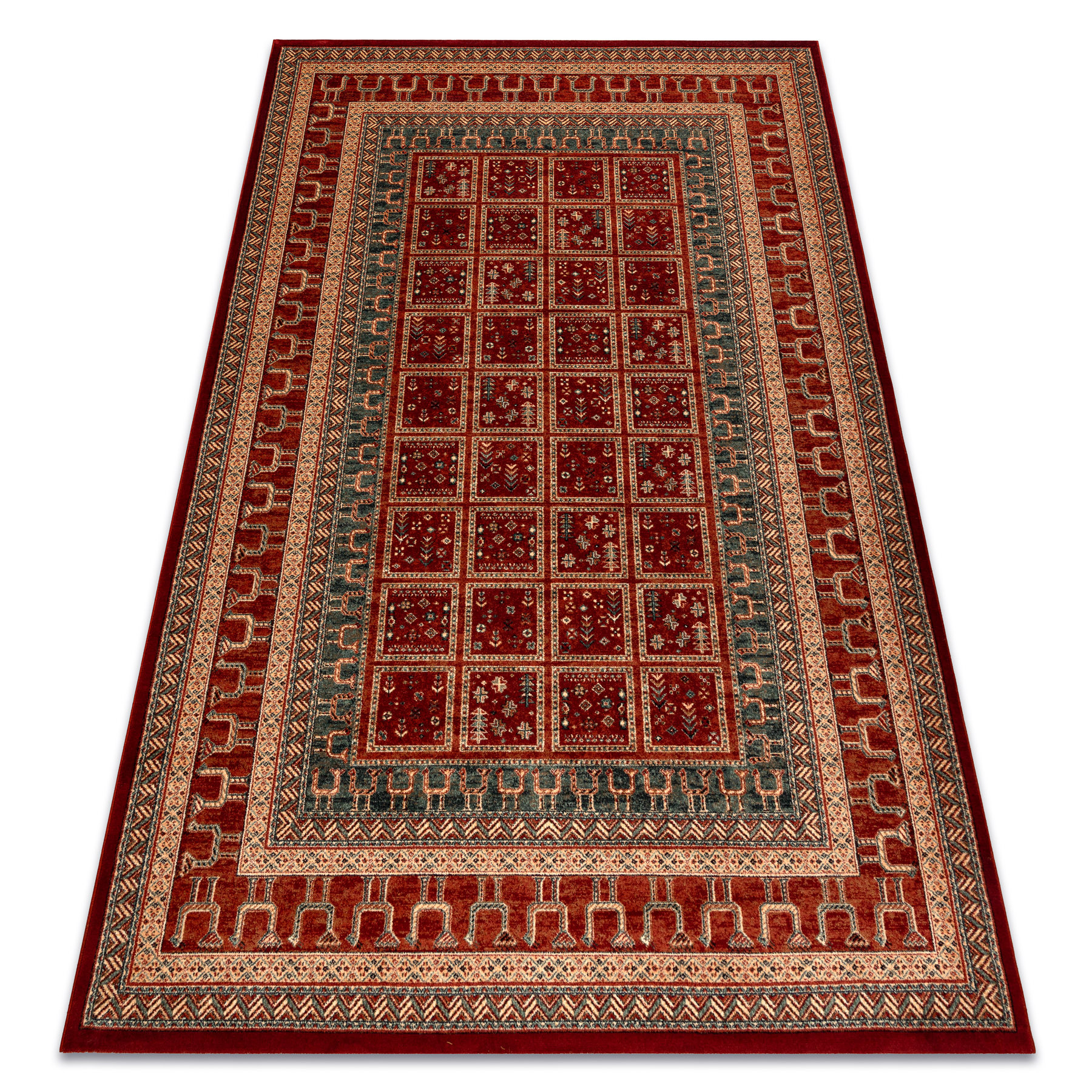 Dywan wełniany KASHQAI 4349 300 orientalny, ramka terakota / 67x130 cm