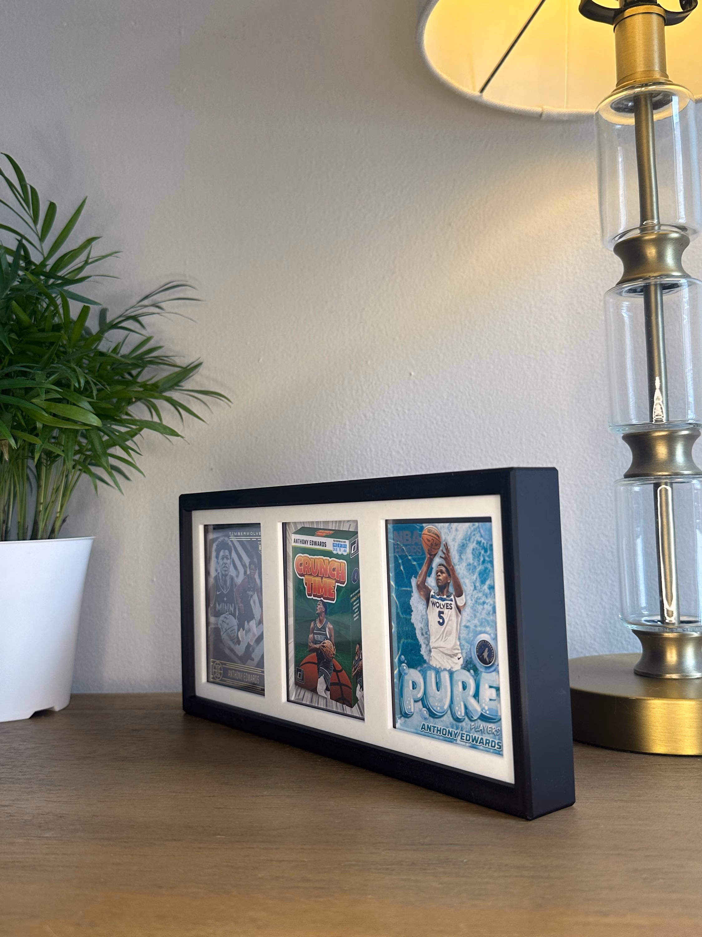 3 Card Top Loader Display Frame – Wall Mount/Self Standing Trading Card Holder – Sports & TCG Card Display - Desk Display