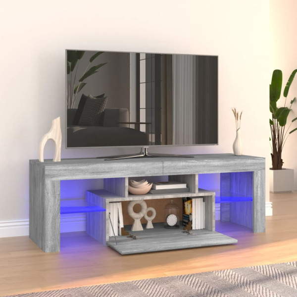 Szafka Pod Telewizor Szafka RTV Stolik Półka Szara LED 120x35x40 cm