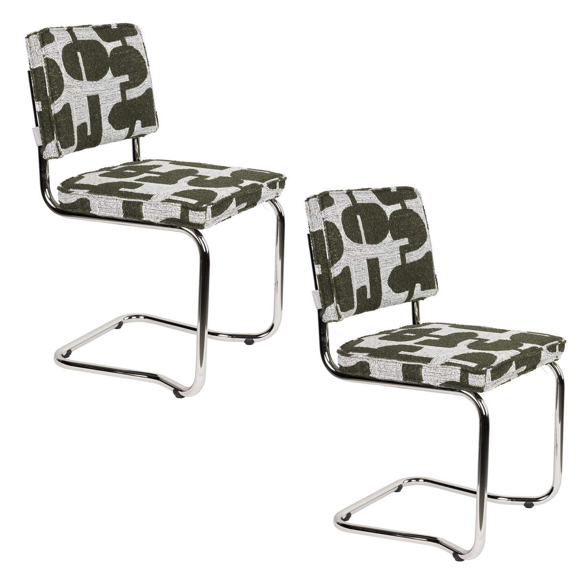 Zuiver Ridge Kink Deco Symbols Eetkamerstoelen Groen - Set van 2