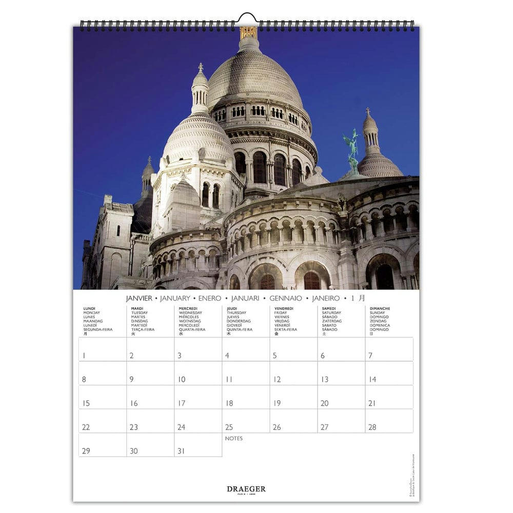 - Calendrier mural déco 29x39  cm - 2024 - Paris