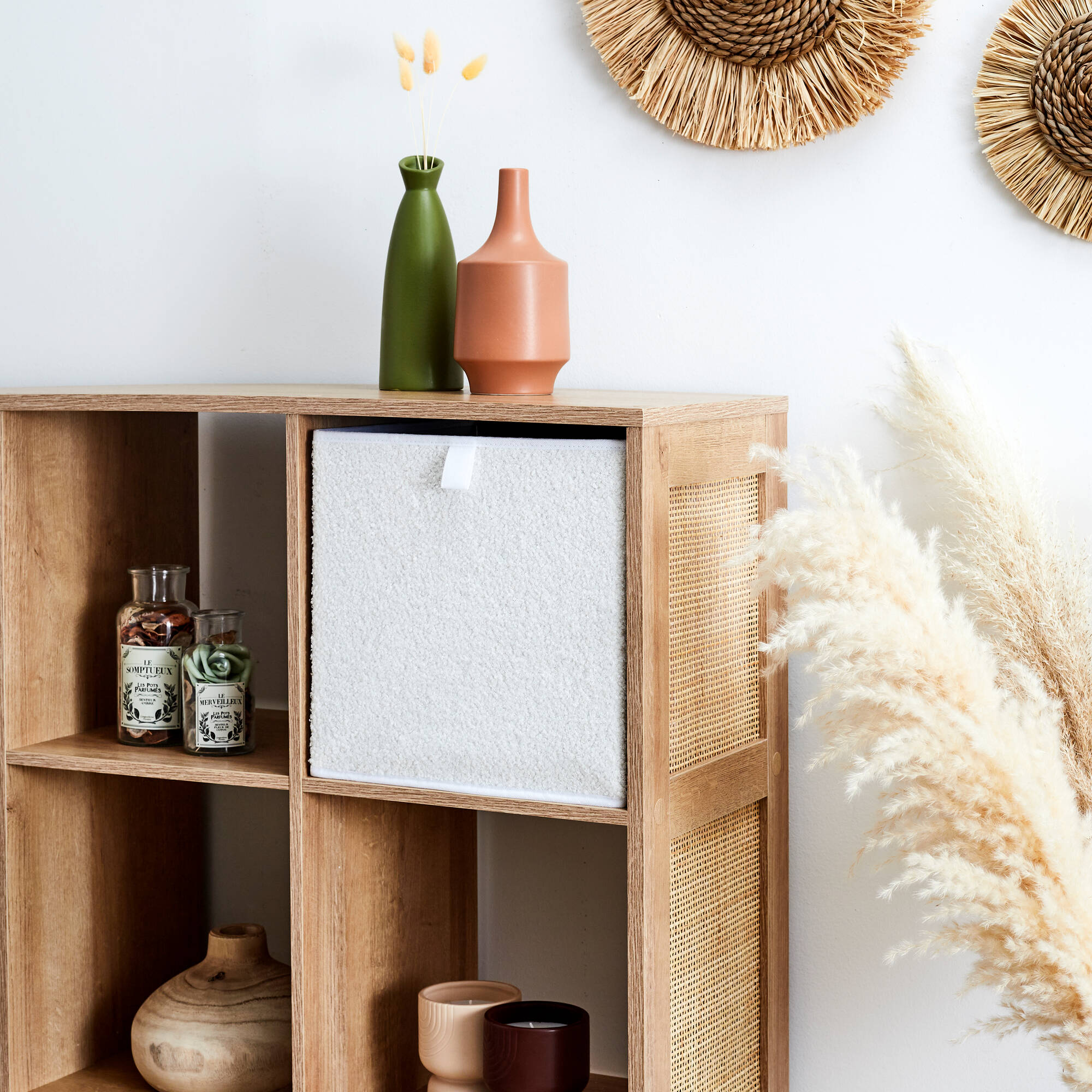 Cube de rangement pliable, tissu bouclette