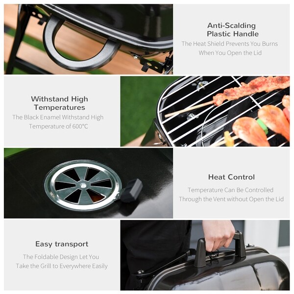 Portable folding outdoor desktop charcoal grill