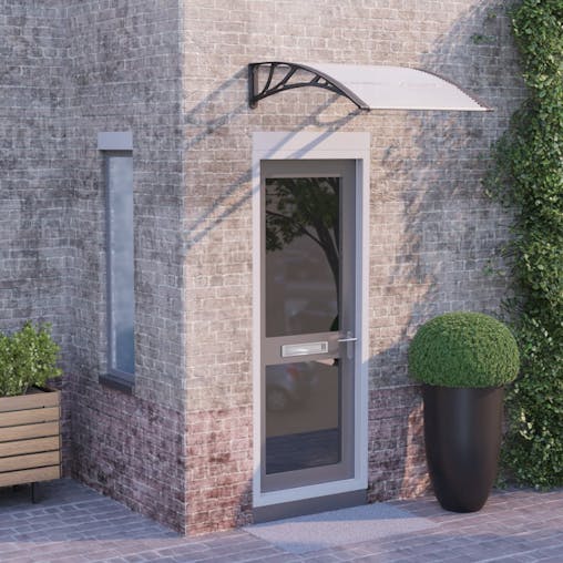NNEVL Door Canopy Black and Transparent 100x80 cm Polycarbonate