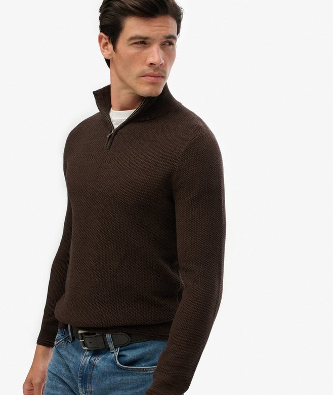 Cotton Texture Half-Zip Jumper