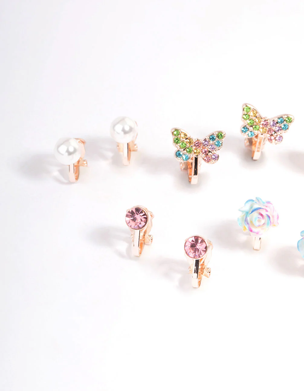 Kids Ombre Rose Clip On Earrings 5-Pack