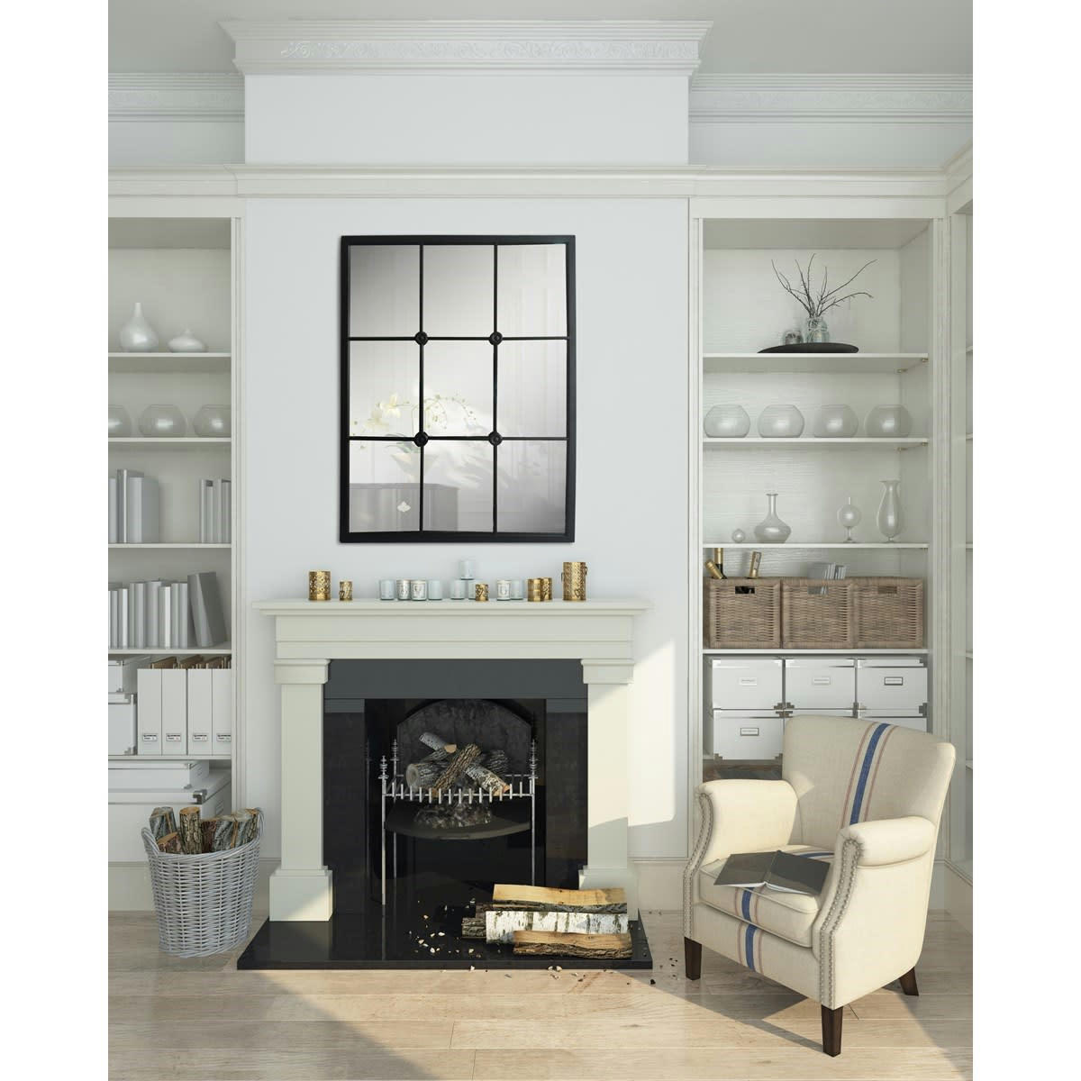 MIROIR INDUSTRIEL AVEC CABOCHONS - Miroir industriel noir avec cabochons 80x60cm