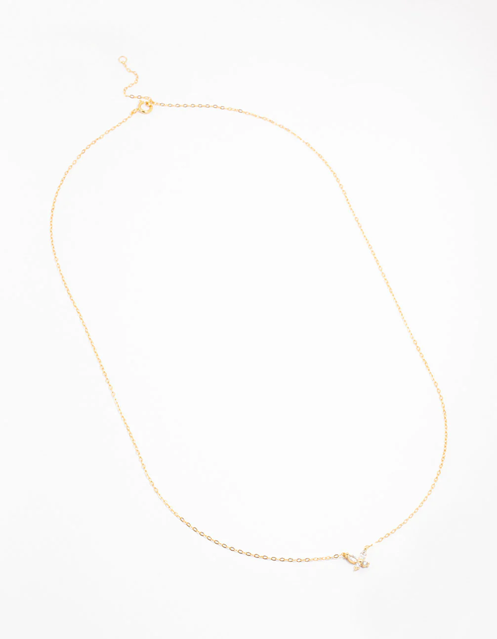 Gold Plated Sterling Silver Cubic Zirconia Mini Butterfly Necklace