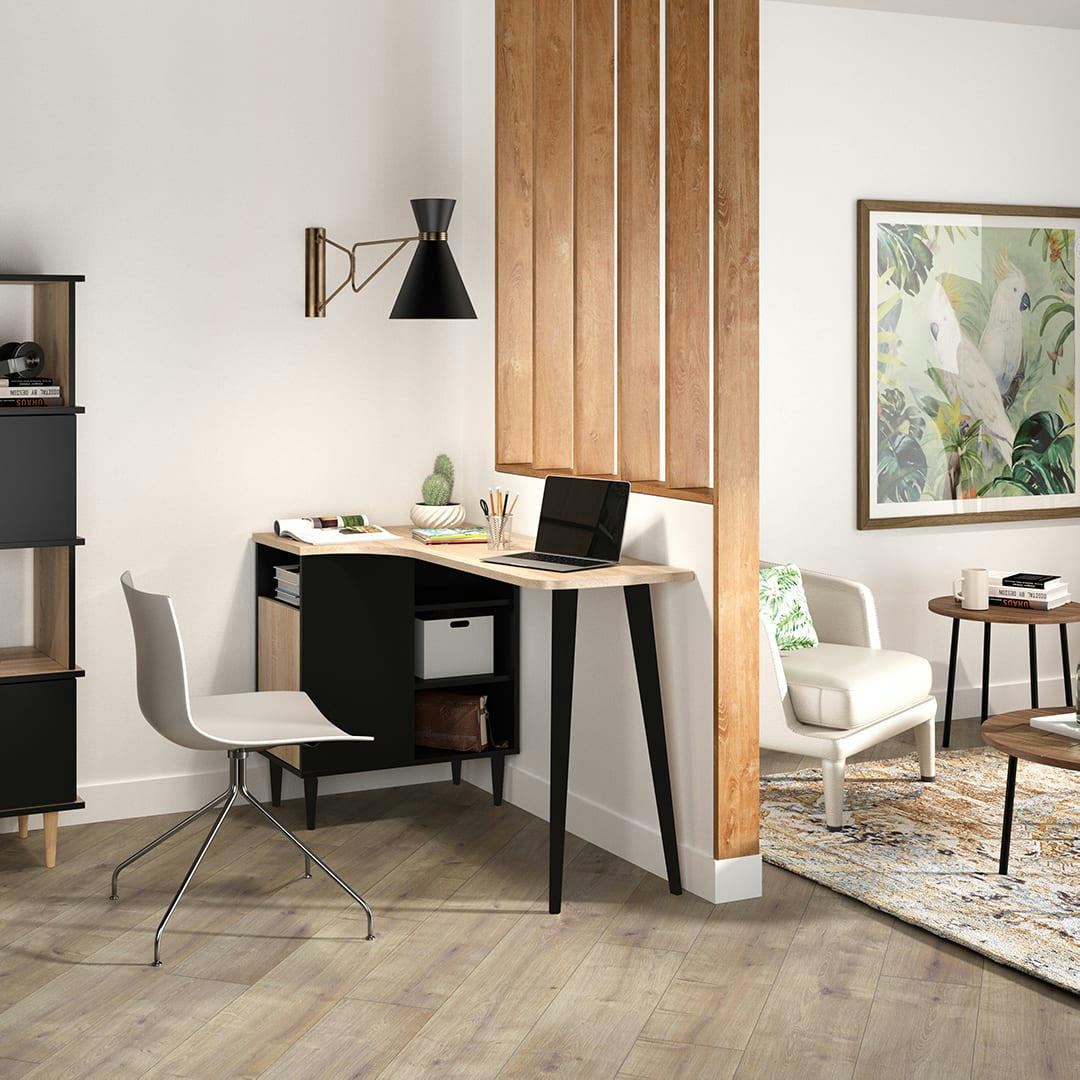 NOOK - Bureau effet bois noir et chêne naturel