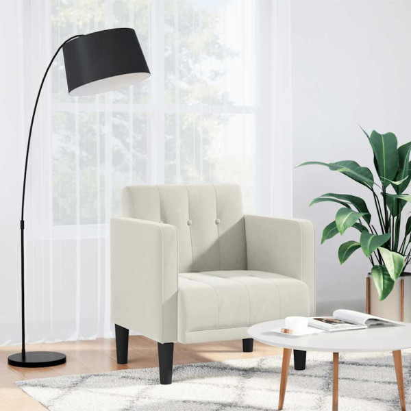 Fotel Wypoczynkowy Kremowy Tapicerowany Do Salonu Pokoju 53 cm Aksamit