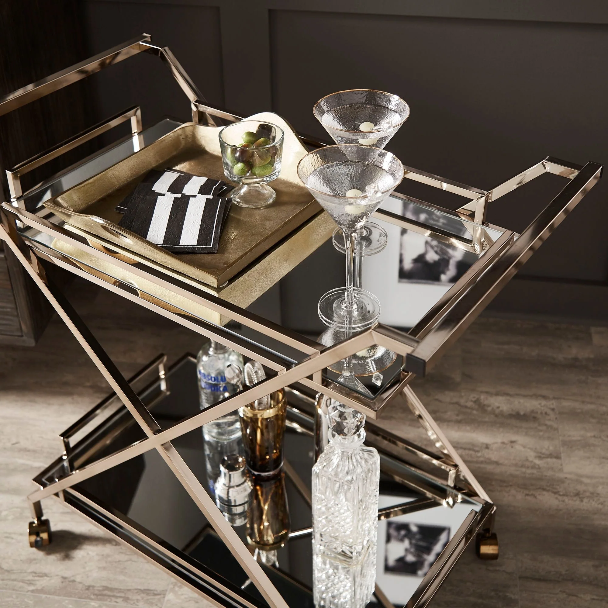 Palisade Champagne Gold Bar Cart by iNSPIRE Q Bold