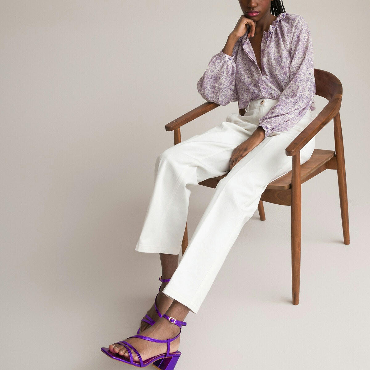 Pantalon large, taille haute