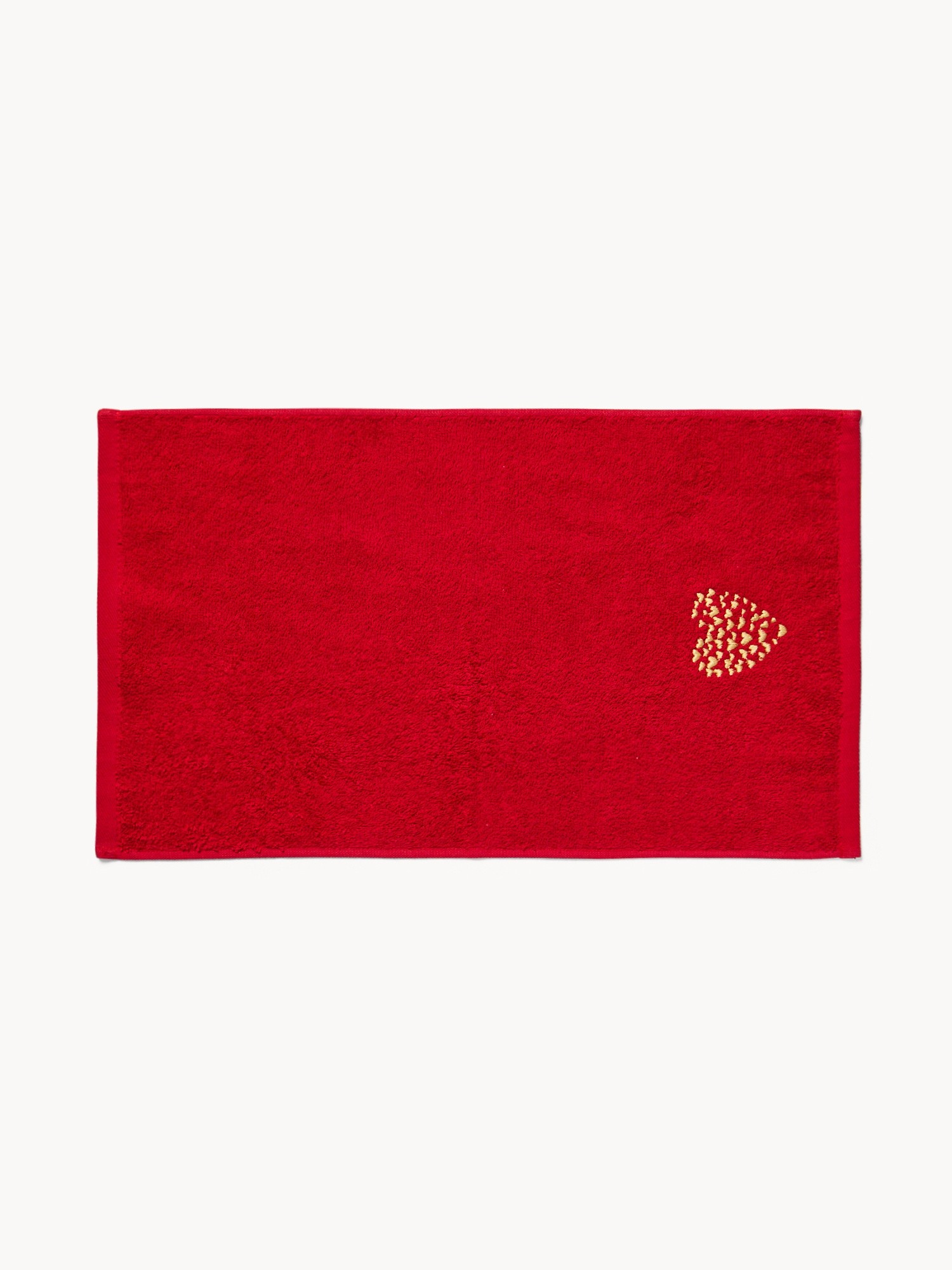 Set 2 asciugamani in spugna di cotone con ricamo a cuori