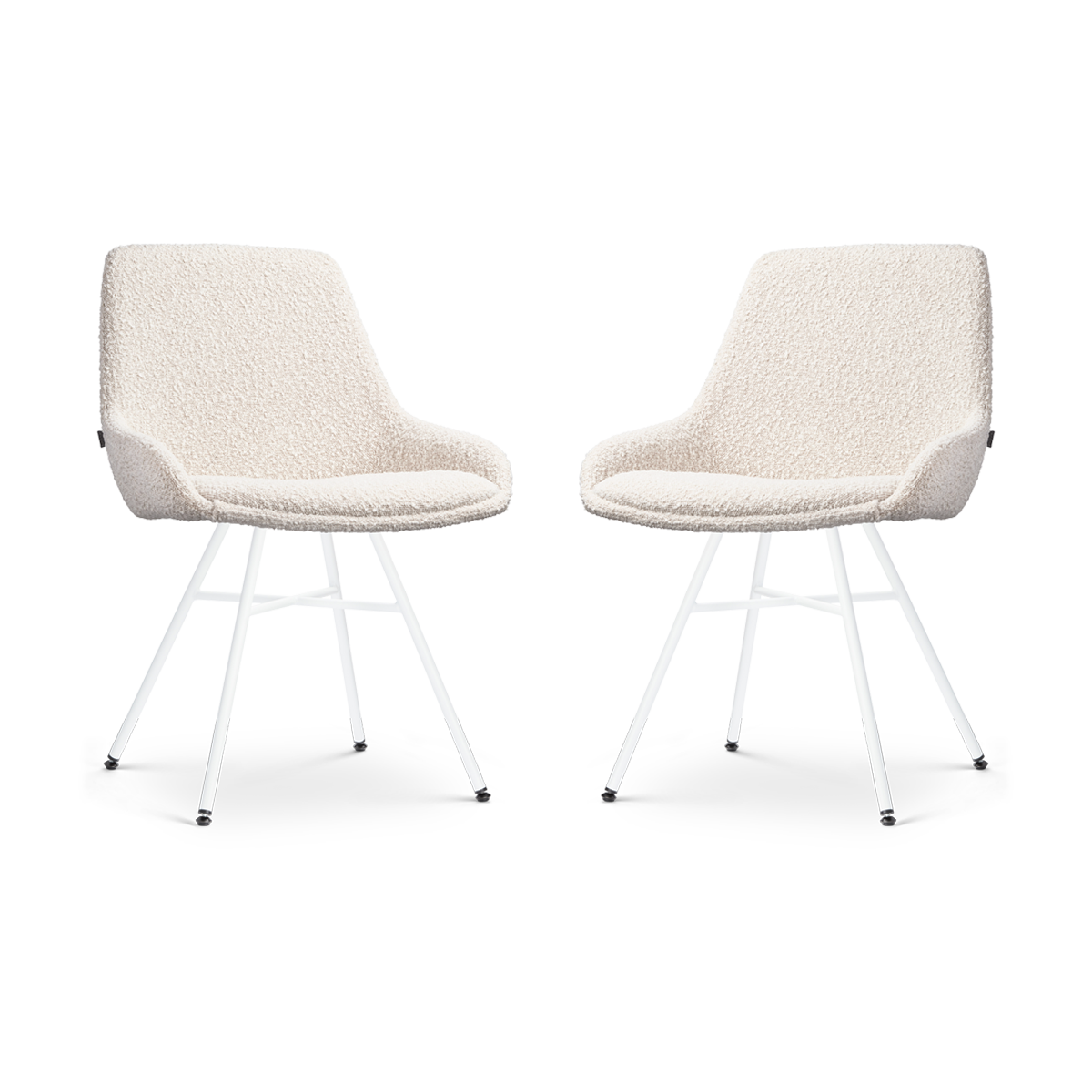 Nolon Noa-Isa Eetkamerstoelen Set van 2 - Bouclé Beige - Wit