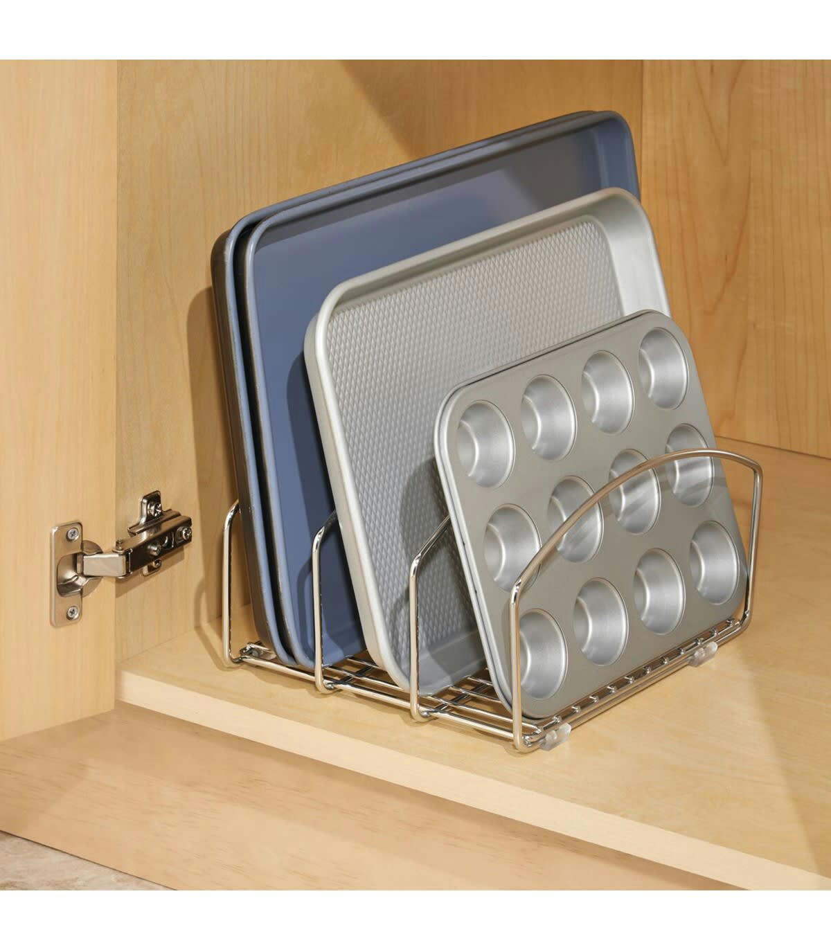 - Organiseur couvercles et poêles acier chrome - Argent