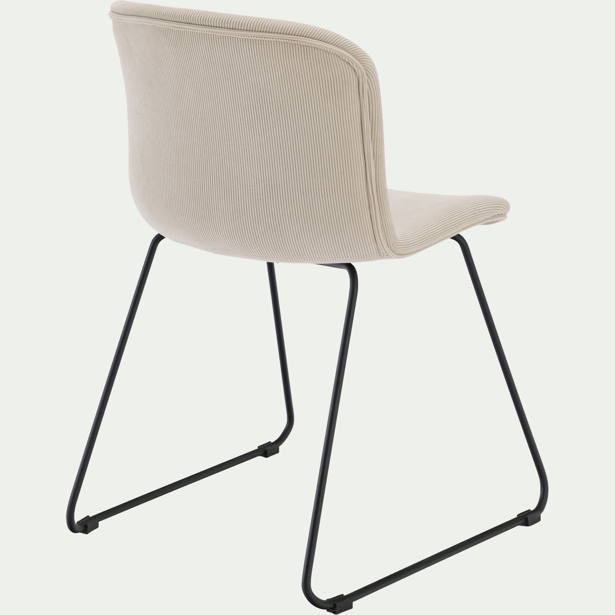 DINA - Chaise en tissu sans accoudoirs et pieds traineaux - beige
