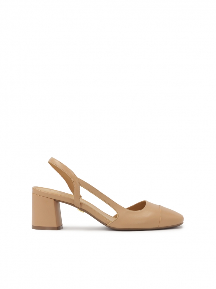 Beige pumps with open heel