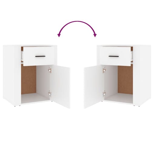 NNEVL Bedside Cabinet White 50x36x60 cm Engineered Wood