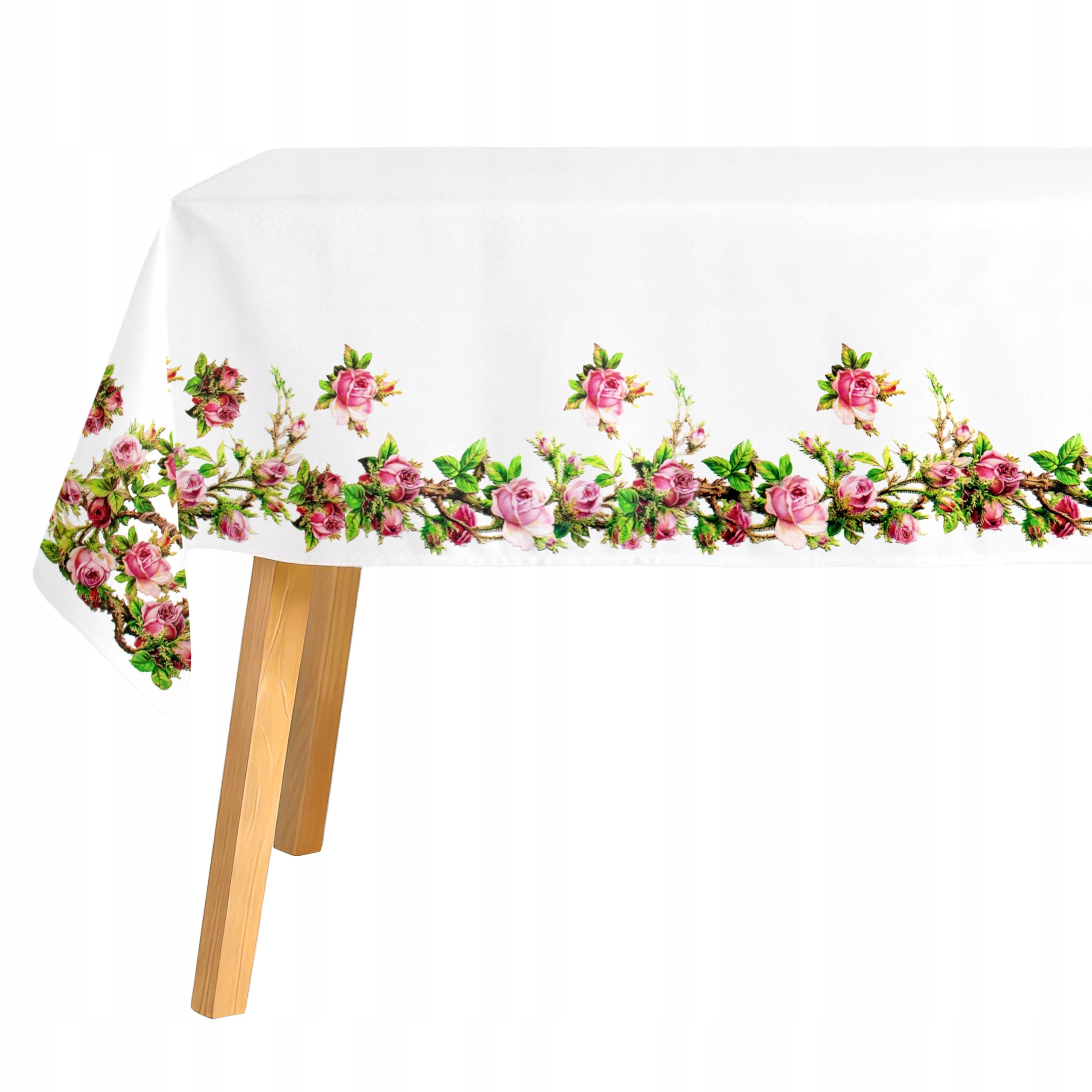 Obrus na stół Wielkanocny Świąteczny 130x180 cm Plamoodporny Wiosenny biały