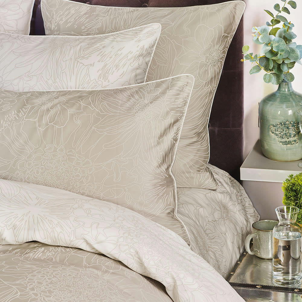 FLOWER POWER NATURAL - Housse de couette  satin de coton 120 fils/cm² beige 260x240