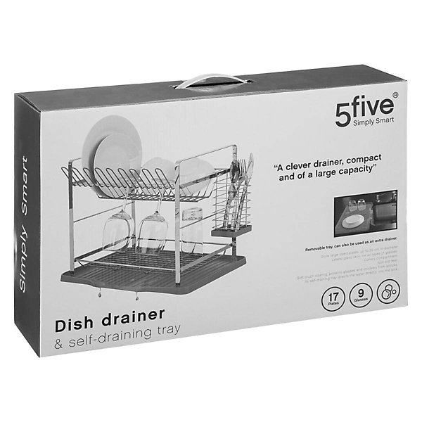 égouttoir métal 2 niveaux avec plateau Gris - 5Five